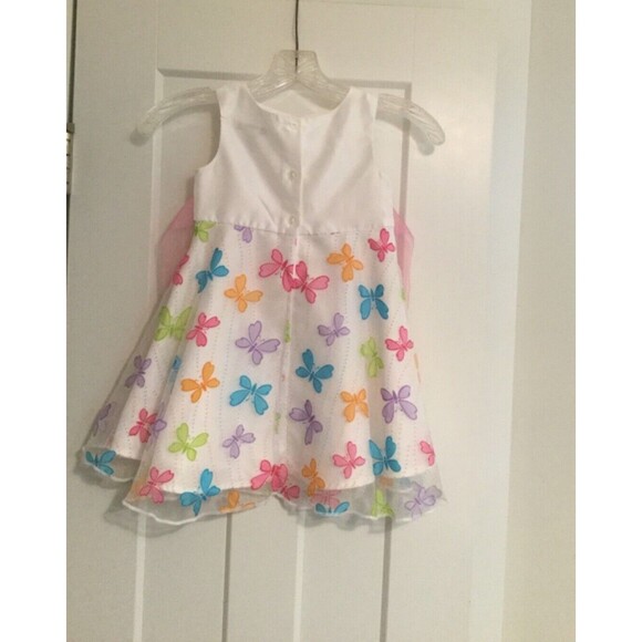Little Girls Fancy Party Dress~White with Butterflies~Sleeveless~size 3T - Picture 2 of 2